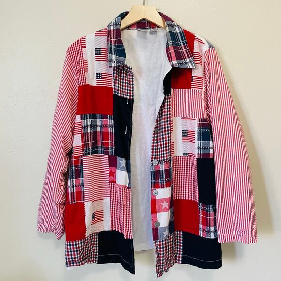 🔥VINTAGE American Flag Patchwork Jacket - Picture 1 of 10